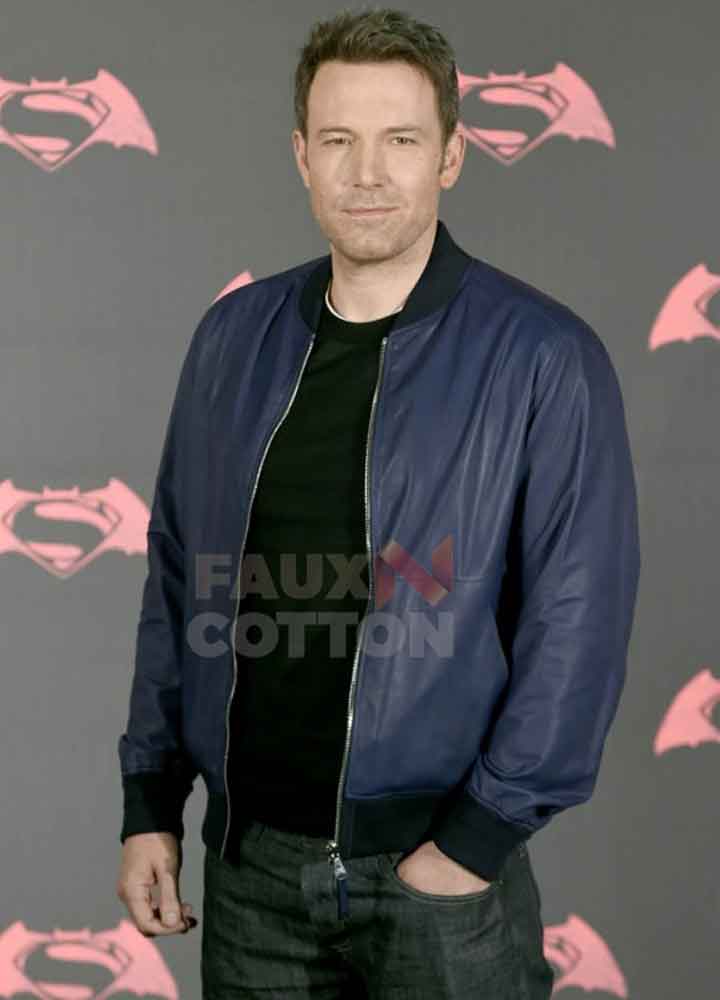Ben Affleck Blue Bomber Leather Jacket